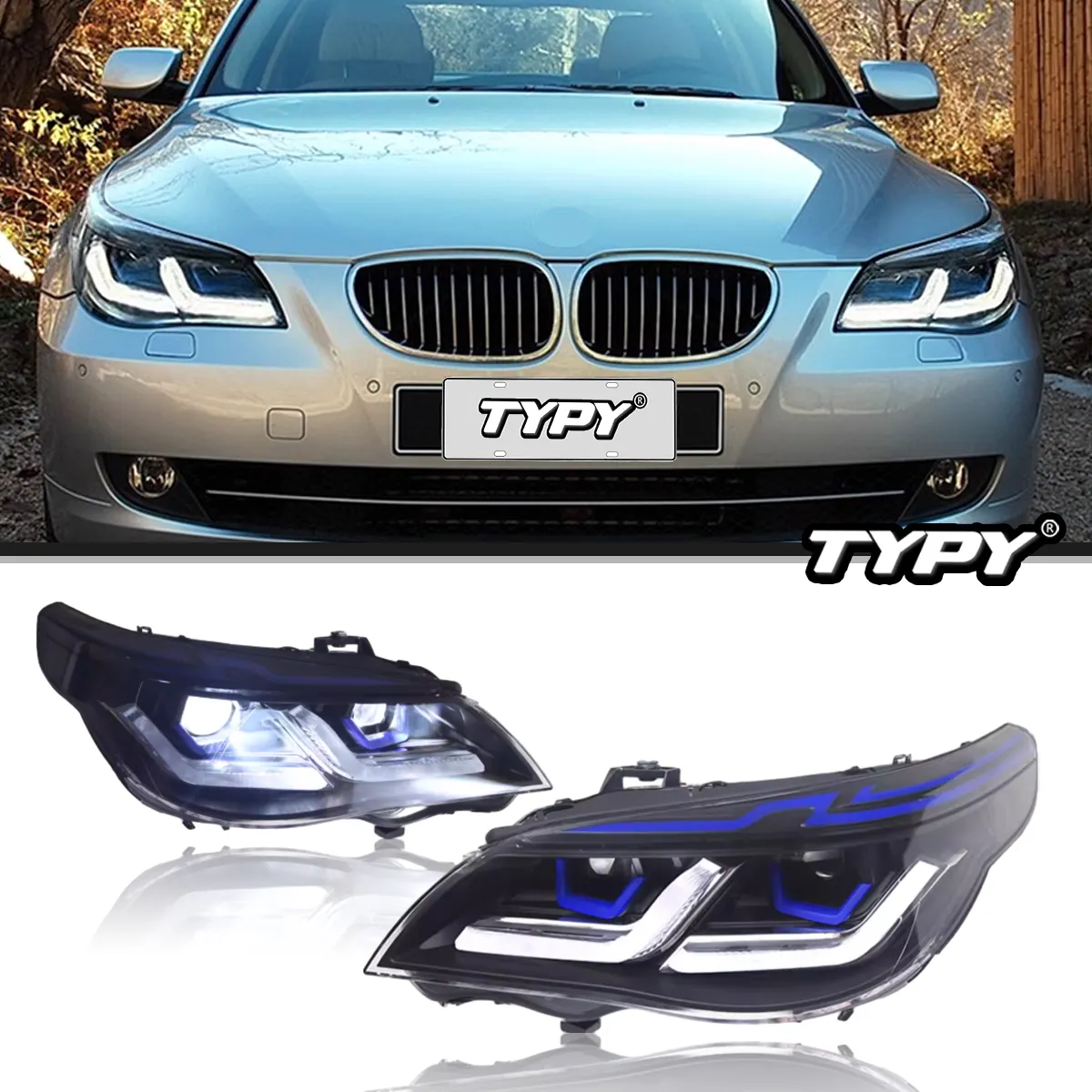 TYPYオリジナル卸売価格自動ヘッドライトアセンブリBMW5シリーズE60/E61 2003-2010アップグレード変更LEDヘッドライト