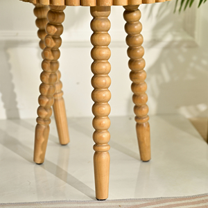 Home Living Room Accent <b>Round</b> Storage Tray Wood <b>Coffee</b> <b>Table</b> with Turned Leg - Product Image 6