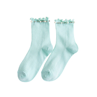 Chaussettes Vintage de Qualité Supérieure pour Femme, Nouveauté Printemps, Douces, Confortables, Tricotées, avec Revers Perlé et Logo, Vente en Gros Direct Usine