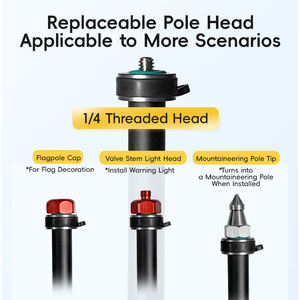 Asta de bandera de aleación de aluminio extensible Flexible SMNU para bicicletas y motocicletas con montaje ajustable para banderas de motocicletas y bicicletas - Product Image 6