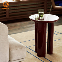 Table d'appoint de salon en bois au design moderne et simple, table ronde d'angle rouge pour hôtel et villa, mobilier