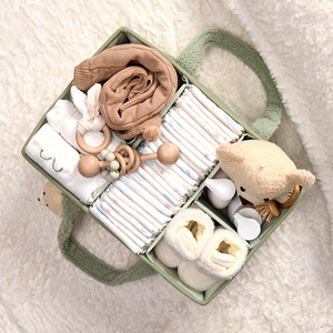 Panier de rangement <span class=keywords><strong>pour</strong></span> couches de bébé, sac à couches en polaire Teddy, organisateur <span class=keywords><strong>pour</strong></span> <span class=keywords><strong>table</strong></span> à <span class=keywords><strong>langer</strong></span> - Product Image 5