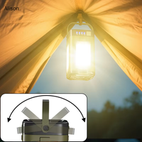 Lanterne de camping solaire LED 3-en-1 étanche IP44, lampe torche rechargeable 2000mAh USB Type-C 5000K lumière du jour, portable pour jardin