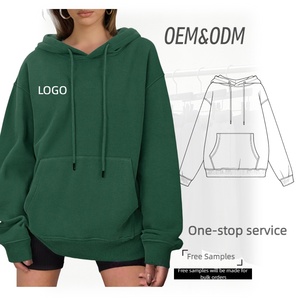 Sweats à capuche de haute qualité vêtements quotidiens pour femmes sweats à capuche logo personnalisé <span class=keywords><strong>vert</strong></span> couleur unie pull surdimensionné <span class=keywords><strong>sweat</strong></span> lourd - Product Image 1