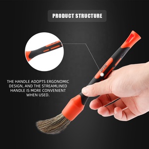 SPTA Juego de 5 Cepillos para Detallado de Autos, Cepillos de Pelo de Jabalí Suave para <span class=keywords><strong>Limpieza</strong></span> de Interiores, Exteriores, Ruedas, <span class=keywords><strong>Motor</strong></span> y Cuero - Product Image 5