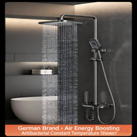 Ensemble de douche thermostatique haute pression, pommeau de pluie apparent avec douchette à main, fixation murale pour salle de bain domestique