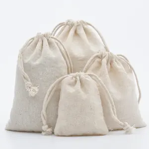 Vente en gros de sacs cabas en toile extra large faits à la main en mousseline de coton sac à cordon mini petite mousseline de coton