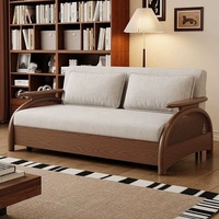 Nuevo Sofá Cama de Madera Maciza, Sofá Cama Extensible Multifuncional de Terciopelo con Almacenamiento, Muebles de Sala de Estar para Apartamentos Pequeños