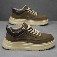 Baskets décontractées à plateforme en PU pour homme, à lacets, avec semelle épaisse et rehaussante, style skate, pour l'extérieur