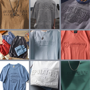 เสื้อยืดพิมพ์ลายนูนโลโก้แบบกำหนดเอง เสื้อยืดผู้ชายผ้าฝ้ายออร์แกนิคทรงโอเวอร์ไซส์ ลายกราฟิกแบบกำหนดเอง เสื้อยืดผู้ชายแบบนูน 3 มิติ - Product Image 6