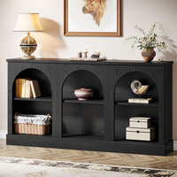 Table console étroite Tribesigns de 63 pouces, noire, avec rangement à 3 niveaux, table d'entrée de style farmhouse pour salon, couloir