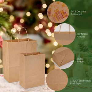 Sac en papier kraft coloré écologique de qualité alimentaire avec poignées, prix d'usine - Product Image 5