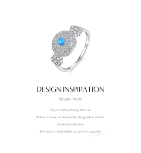 blue <b>Opal</b> Cocktail <b>Ring</b> 925 Sterling Silver Pave Setting Round Brilliant Cut Diamond Women's Luxury Fine Jewelry - Product Image 4