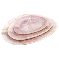Plateau de service en marbre onyx rose pour la décoration de la maison, plat, plateau, vaisselle, marbre de quartz rose massif, sculpté à la main, objet de collection