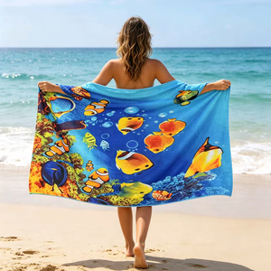 Serviette <span class=keywords><strong>de</strong></span> plage en microfibre à séchage rapide, sans sable, imprimée sur mesure avec logo, motif fantaisie, grande taille, pour la plage - Product Image 3