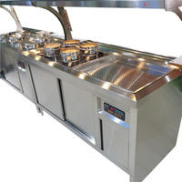 Gasbetrieb ener kommerzieller kunden spezifischer Bain Marie Buffet Food Warmer Dampf tisch mit Glas-Nie schutz