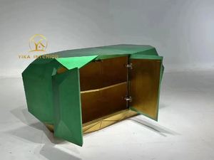 Aparador de Lujo con Diseño Geométrico y Gemas, Mueble de <span class=keywords><strong>TV</strong></span> de Metal y Madera con Acabado Pintado, Mesa Consola Decorativa con Cajones y Detalles de Diamantes - Product Image 3