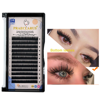 Extensions de cils inférieurs individuels naturels courts, courbure J, 0,1 mm, 5 mm, 6 mm, 7 mm