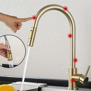 आधुनिक एकल-होल रसोई नल स्टेनलेस स्टील के नल से बाहर निकाला गया रसोई सिंक स्वचालित स्मार्ट इलेक्ट्रॉनिक नल - Product Image 4