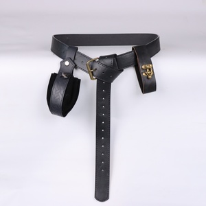 Ceinture médiévale en cuir PU en forme <span class=keywords><strong>de</strong></span> Y avec porte-flacon miniature en bois, pour pirate, voyageur, Renaissance, LARP, cosplay - Product Image 4