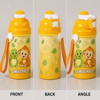 Bouteille d'eau réutilisable de 350 ml avec logo personnalisé, écologique, de qualité alimentaire, style vintage, en plastique, pour enfants, idéale pour les fêtes
