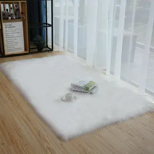 Soffice tappeto di peluche bianco di grandi dimensioni tappeti neri e tappetino in pelliccia sintetica per soggiorno camera da letto