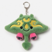 Porte-clés en peluche raie verte Kawaii OEM ODM, porte-clés souple et moelleux en coton PP, breloque de sac personnalisée en forme d'animal en peluche bien rembourrée