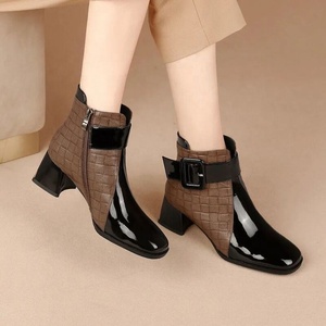 Stivaletti da <span class=keywords><strong>Donna</strong></span> con <span class=keywords><strong>Tacco</strong></span> Alto 2026, Stile Coreano, Punta Tonda, <span class=keywords><strong>Scarpe</strong></span> Invernali alla Moda - Product Image 1