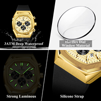 Montres pour hommes Poedagar 893 de luxe, bracelet en silicone, montre sport, montre étanche, chronographe lumineux, montres à quartz pour hommes
