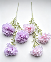 Fleurs artificielles en soie à 3 têtes de type œillet, design moderne pour la décoration intérieure de la fête des Mères