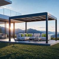 Pergola à toit à persiennes réglable, personnalisée, imperméable, 4x4