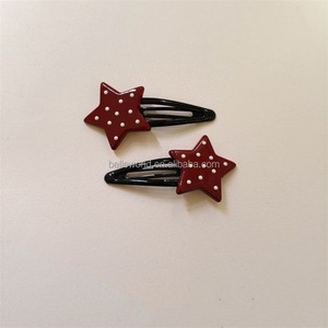 Belleworld Bán Buôn Phụ Kiện Tóc New Polka Dot Sao Bộ Tóc Màu Đỏ Clip Ban Nhạc Đàn Hồi Và Quan hệ Tóc Cho Cô Gái Phụ Nữ - Product Image 4