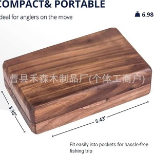 Caja para Señuelos de Pesca con Mosca de Madera de Nogal Negro, Tamaño Mediano, Embalaje General Resistente - Product Image 5