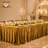 Nappe en velours champagne doré ANNIELU, nappe en velours froissé antique pour mariage, banquet, hôtel, décoration d'événements