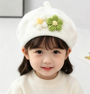 Gorros de Moda para Bebés, Otoño e <span class=keywords><strong>Invierno</strong></span>, Gorros de Punto para Bebés, Lindos Gorros de Pintor con Flores para Niñas, Elegantes Gorros de Algodón para Niños - Product Image 6