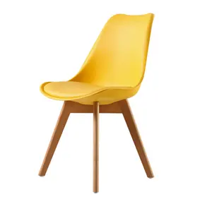 Высококачественное сиденье для обеденного стула bjflamingo Nordic PU с деревянными ножками