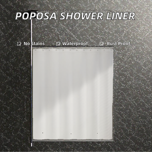 Cortina de Ducha Industrial <span class=keywords><strong>Poposa</strong></span>, 72 x 72, Impermeable, Transparente, de PEVA, No Tóxica, Inodora, con Anillos Metálicos Resistentes a la Oxidación y a las Manchas - Product Image 2