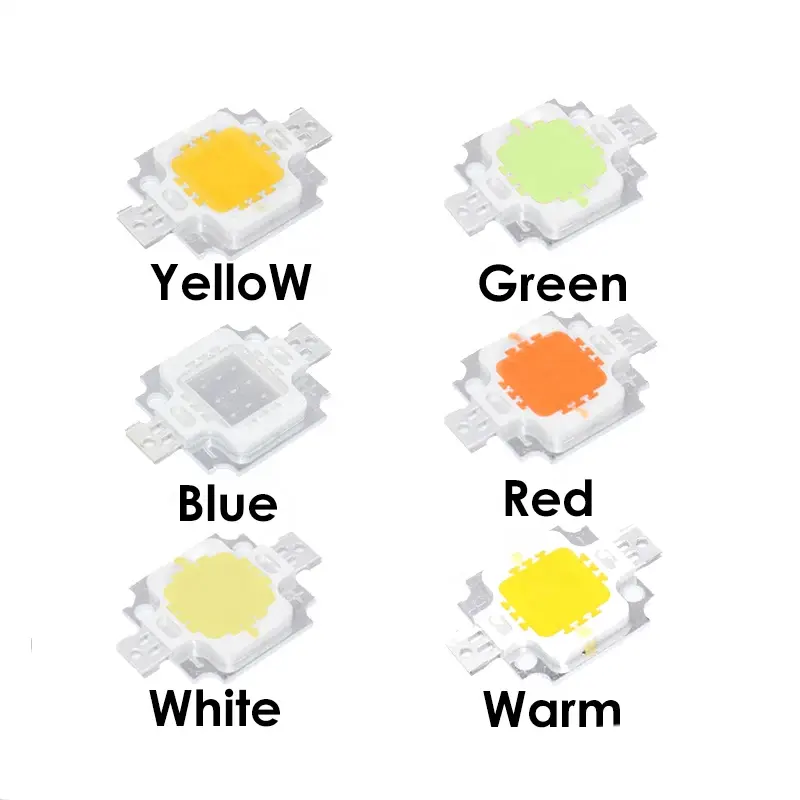 20Pcs 10W LED Integrated High power LED Beads 10W White/Blue/Red/Green/Yellow/Warm white/ 600mA 12.0V 800-1000LM 24*40mil