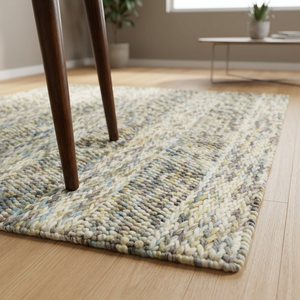 Timeless Modern Wool Handwoven <b>Boho</b> <b>Rug</b> Geometric Plush Pile Height Coastal Comfort for Every Home Transform Your Space - Product Image 2
