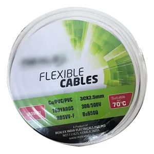 Câble électrico pvc isolé câble flexible à noyau unique 2 3 4