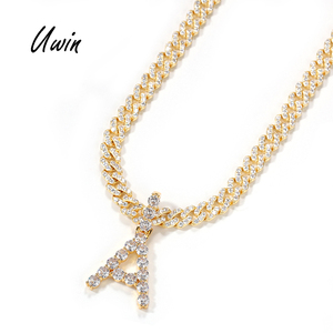 3.5mm CZ יחיד ראשוני A-Z היפ הופ אייס מתוך טניס מכתב קסם תליון שרשרת - Product Image 1