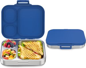 Custom 3 Compartment Stainless Steel BPA Free Food Grade Leak Proof <b>Lunch</b> <b>Box</b> for Kids with Containers for School Office - Product Image 1