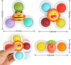 Jouets de bain pour bébés Ventouse pour insectes Jouet rotatif pour bébés Anneau Cloche pour enfants Ensemble gyroscopique à doigts rotatifs Moulin à vent rotatif mignon - Product Image 2