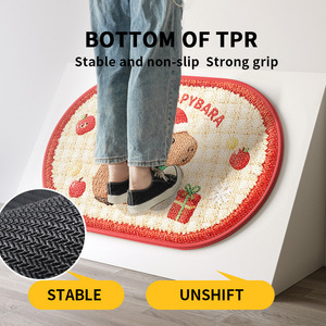 Alfombra de Baño Navideña con Diseño de Capibara, Ovalada, de Fibra de Poliéster, Antideslizante, Absorbente, Decoración para el Hogar - Product Image 3