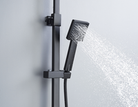 Mitigeur de douche thermostatique carré à deux pommeaux de douche en acier inoxydable, ensemble de douche thermostatique à effet pluie noir mat
