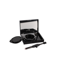 Vide fard à paupières Palette Rectangle noir cosmétique fard à joues boîte d'emballage en plastique pressé Compact poudre étui avec brosse miroir