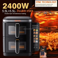 Nouveau luxe intelligent contrôle numérique Double pile en acier inoxydable Air friteuse four grande capacité 12L multi-fonction électrique