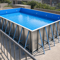 Piscine modulaire extérieure en acier inoxydable de grande taille avec panneaux muraux préfabriqués en acier pour projets de gymnases