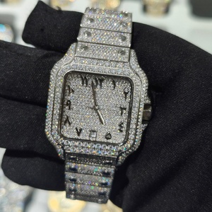 Reloj de acero inoxidable mecánico, resistente al agua 30m, con moissanita, pasa el test del diamante, estilo hip hop, completamente cubierto de diamantes, automático, tipo joya. - Product Image 3