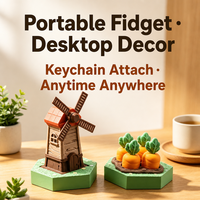 Vashine Fidget Clicker Moulin à Vent Carotte Imprimé en 3D, Décoration de Bureau Scène de Ferme, Jouet Anti-Stress Amusant, Porte-clés, Cadeau Anti-Stress